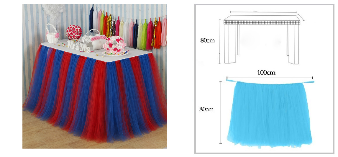 RED AND BLUE Colour TUTU Table Skirt (1 METRE)